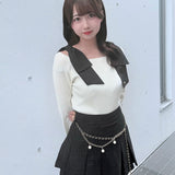 【予約商品10月上旬お届け】ショルダーリボンニット