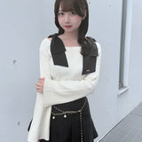 【予約商品10月上旬お届け】ショルダーリボンニット