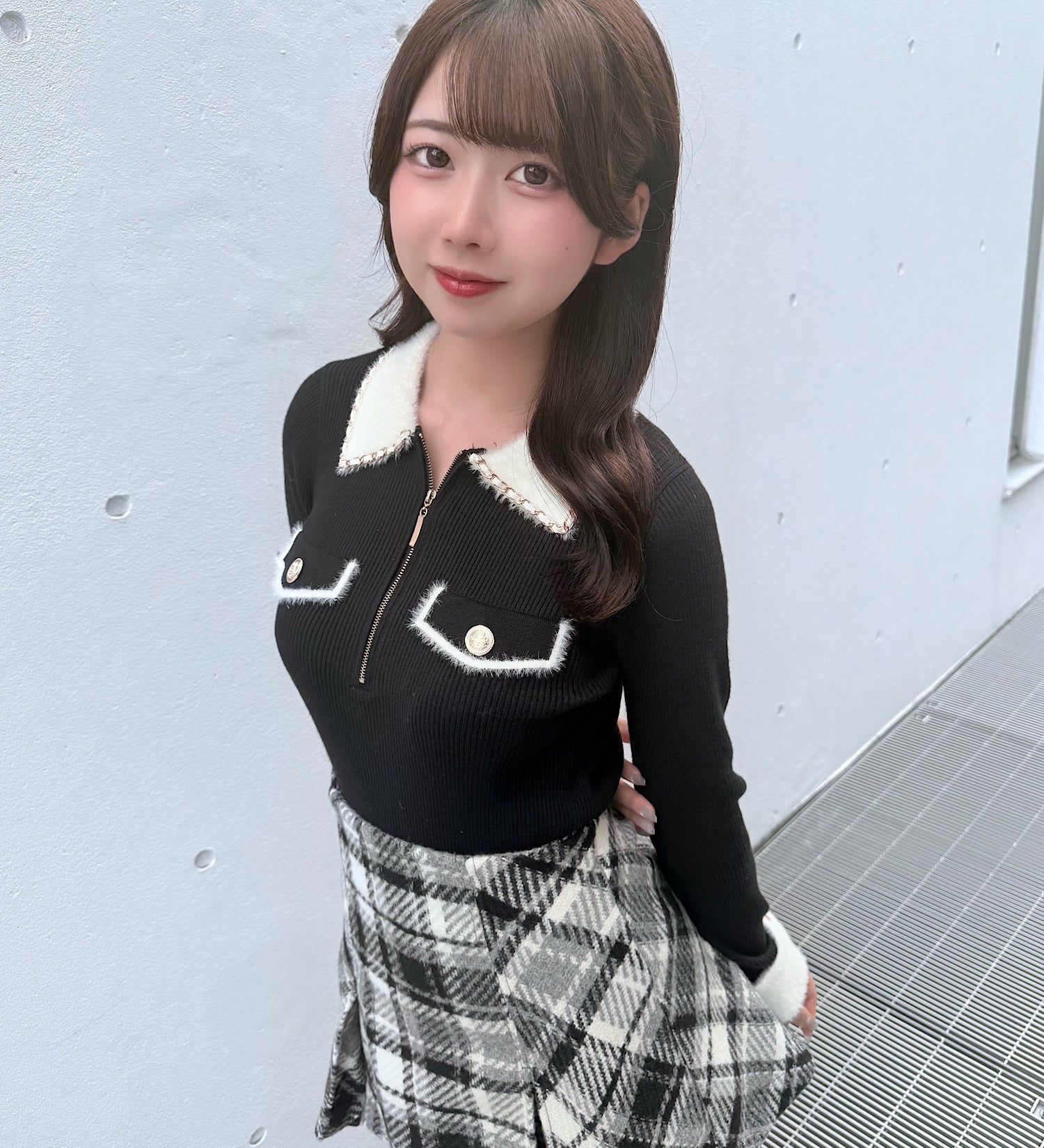 【予約商品10月下旬お届け】チェーンカラーZIPニット