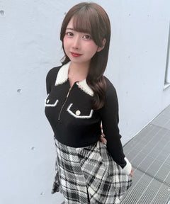 チェーンカラーZIPニット