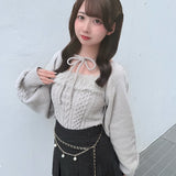 【予約商品10月上旬お届け】ファーケーブルアンサンブルニット