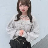 【予約商品10月上旬お届け】ファーケーブルアンサンブルニット
