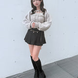【予約商品10月上旬お届け】ファーケーブルアンサンブルニット