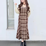 【予約商品10月下旬お届け】シャギーボレロロングチェックワンピース