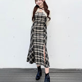 【予約商品10月下旬お届け】シャギーボレロロングチェックワンピース