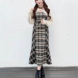 【予約商品10月下旬お届け】シャギーボレロロングチェックワンピース