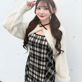 【予約商品10月下旬お届け】シャギーボレロロングチェックワンピース