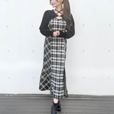 【予約商品10月下旬お届け】シャギーボレロロングチェックワンピース