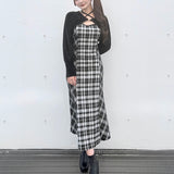 【予約商品10月下旬お届け】シャギーボレロロングチェックワンピース