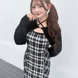 【予約商品10月下旬お届け】シャギーボレロロングチェックワンピース
