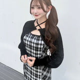 【予約商品10月下旬お届け】シャギーボレロロングチェックワンピース