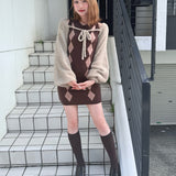 【予約商品10月上旬お届け】アーガイルニットワンピース×ボレロセット