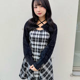 【予約商品 12月上旬発送】シャギーボレロミニチェックワンピース