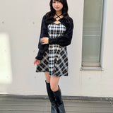 【予約商品 12月上旬発送】シャギーボレロミニチェックワンピース