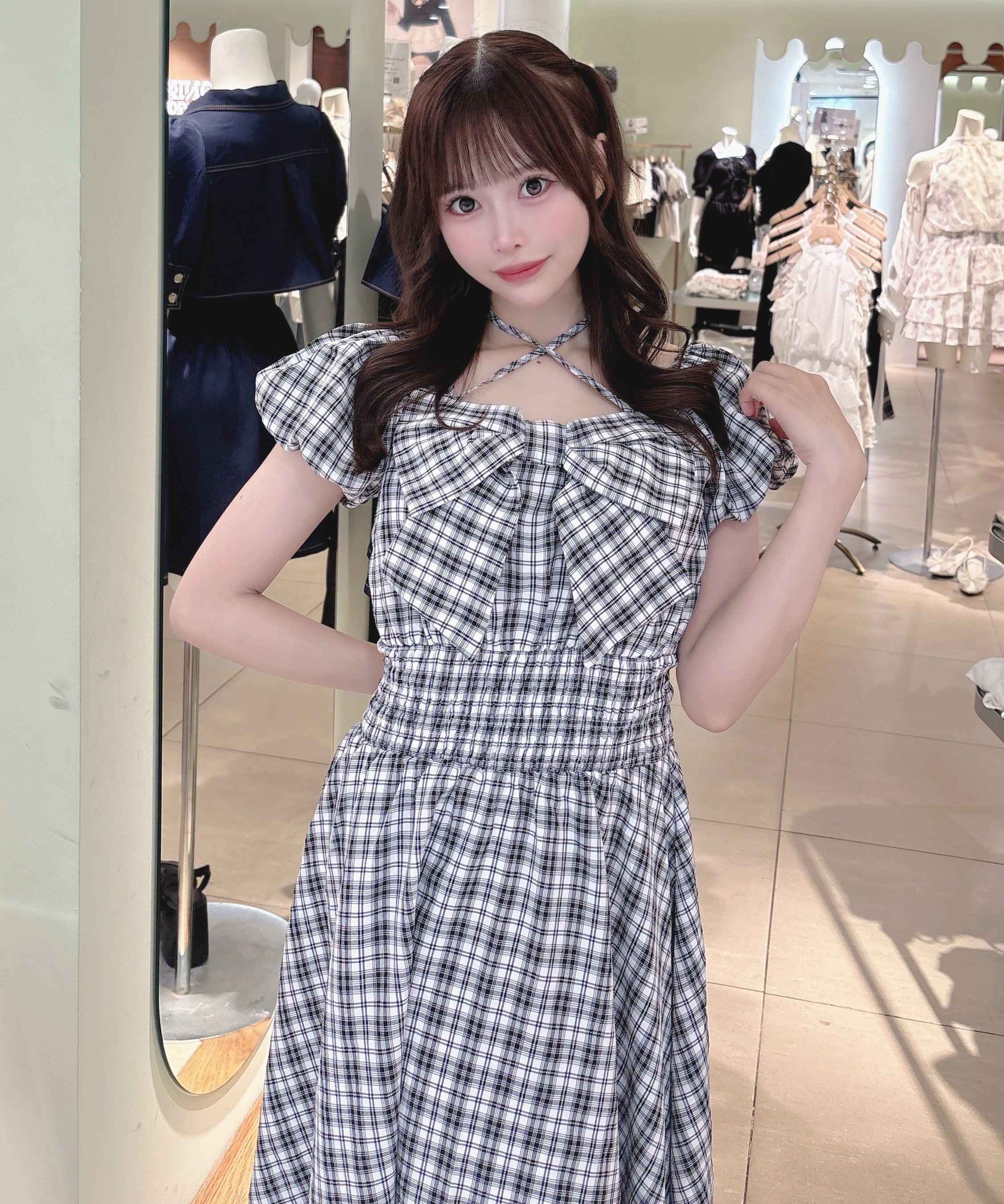 リボンオフショルワンピース