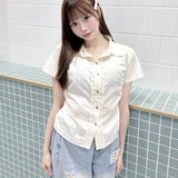 【SALE】フリルチェックシャツ