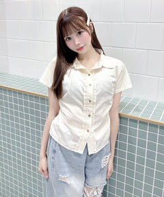 【SALE】フリルチェックシャツ