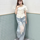 【SALE】フリルチェックシャツ