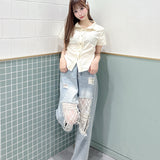【SALE】フリルチェックシャツ