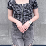 【SALE】ジップギャザーブラウス