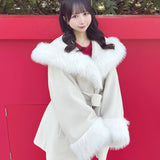 【予約商品 1月上旬発送】ファー付きケープガウンコート