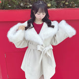 【予約商品 1月上旬発送】ファー付きケープガウンコート