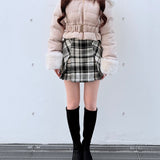 【予約商品12月中旬お届け】ラメツィードショートダウンコート