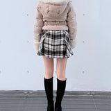 【予約商品12月中旬お届け】ラメツィードショートダウンコート