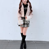 【予約商品12月中旬お届け】ラメツィードショートダウンコート