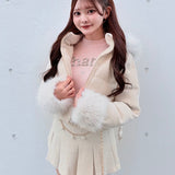 【予約商品12月中旬お届け】ラメツィードショートダウンコート