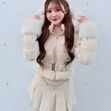 【予約商品12月中旬お届け】ラメツィードショートダウンコート