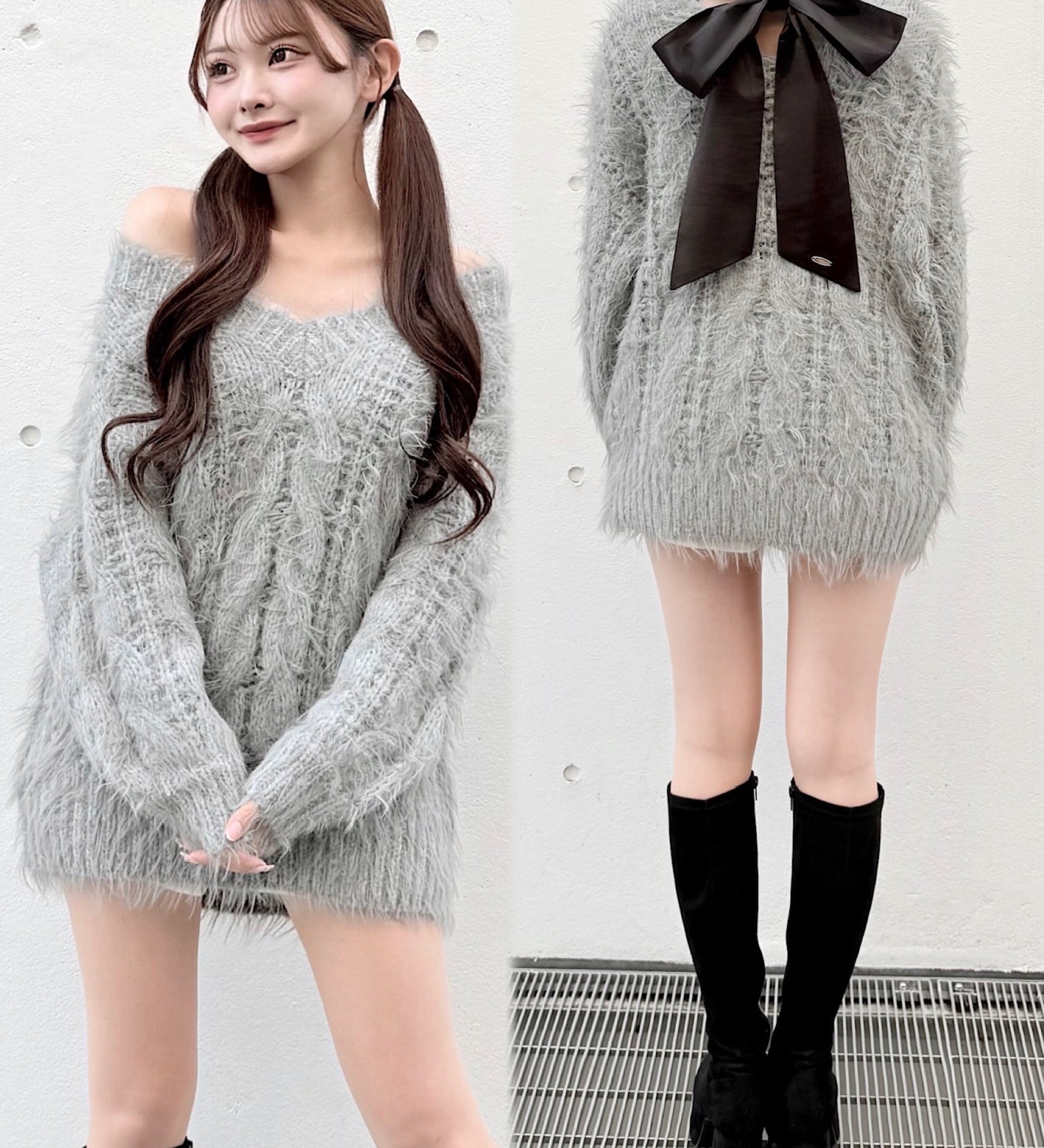 【予約商品12月中旬発送】バックリボンダーリンニット