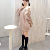 【SNSで大人気♡】ワンショルリボンニットワンピース