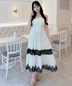 【SALE】レースラインリボンキャミワンピース
