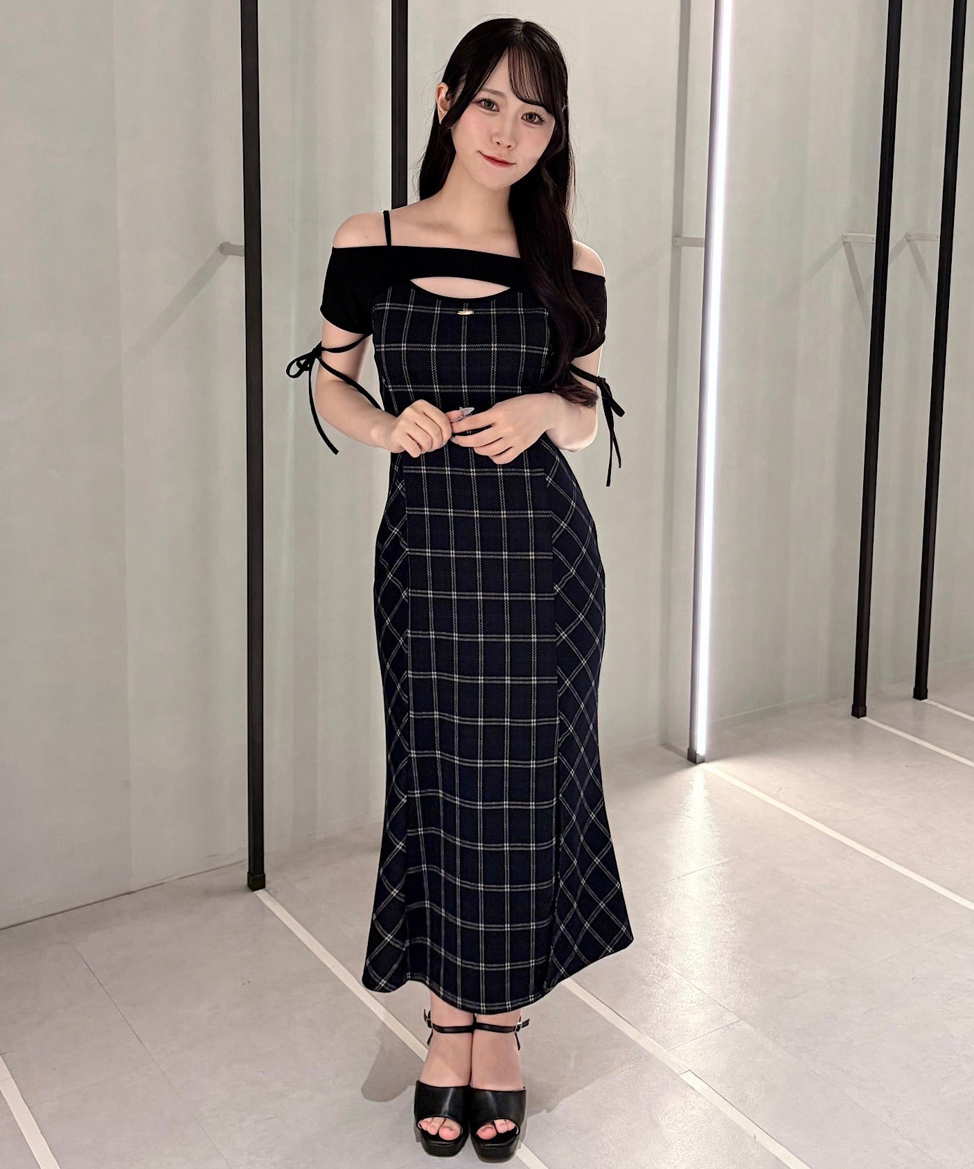 【予約商品7月下旬お届け】レイヤードバックリボンロングワンピース