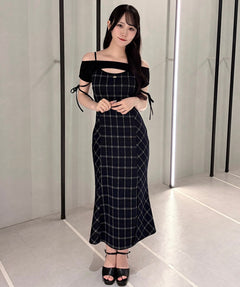【予約商品7月下旬お届け】レイヤードバックリボンロングワンピース