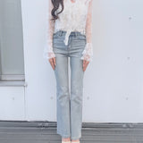 ラインビジューフレアデニム