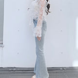 ラインビジューフレアデニム