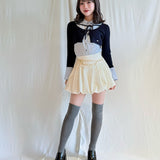 シャツレイヤードケーブルニット