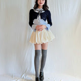 シャツレイヤードケーブルニット