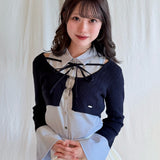 シャツレイヤードケーブルニット