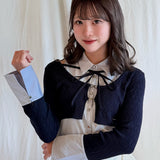 シャツレイヤードケーブルニット