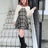 【予約商品 12月上旬発送】シャギーボレロミニチェックワンピース