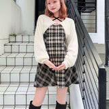 【予約商品 12月上旬発送】シャギーボレロミニチェックワンピース