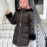 【予約商品12月中旬お届け】ラメツィードロングダウンコート