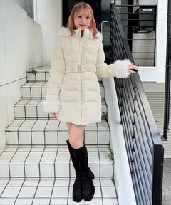 【予約商品12月中旬お届け】ラメツィードロングダウンコート