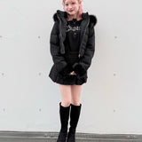 【予約商品12月中旬お届け】ラメツィードショートダウンコート