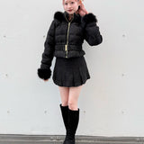 【予約商品12月中旬お届け】ラメツィードショートダウンコート