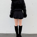 【予約商品12月中旬お届け】ラメツィードショートダウンコート