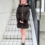 【予約商品12月中旬お届け】ラメツィードロングダウンコート